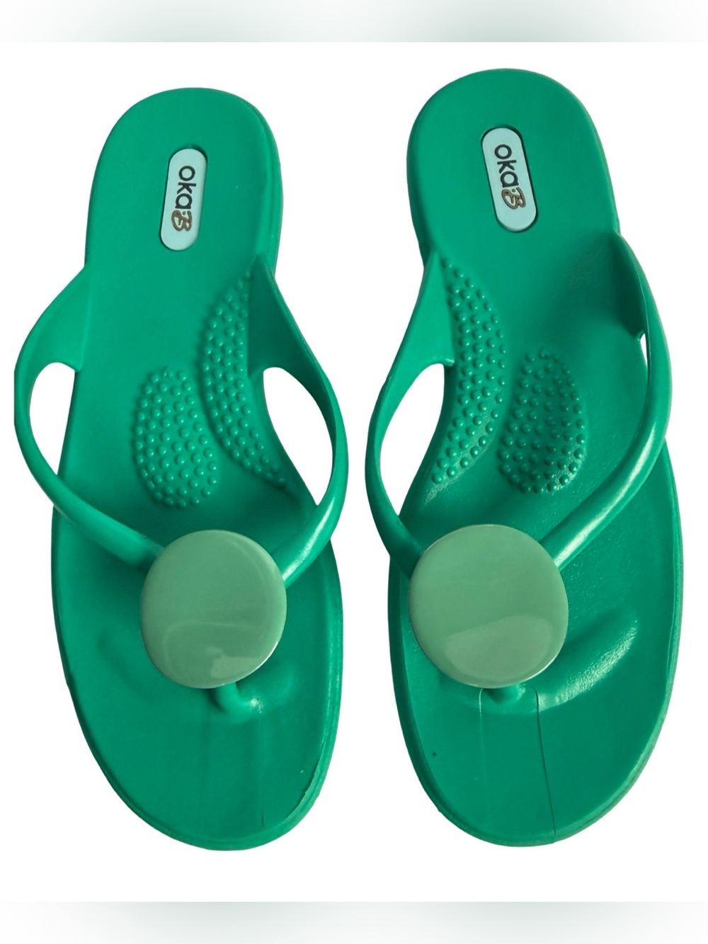 Oka-B Green Flip Flop Sandals Women's Size Small Comfort Massage Thong Slides